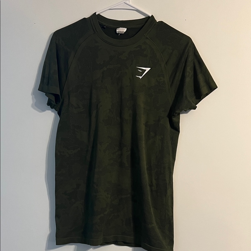 Gymshark Green Camo Short Sleeve Tee - Men’s Small